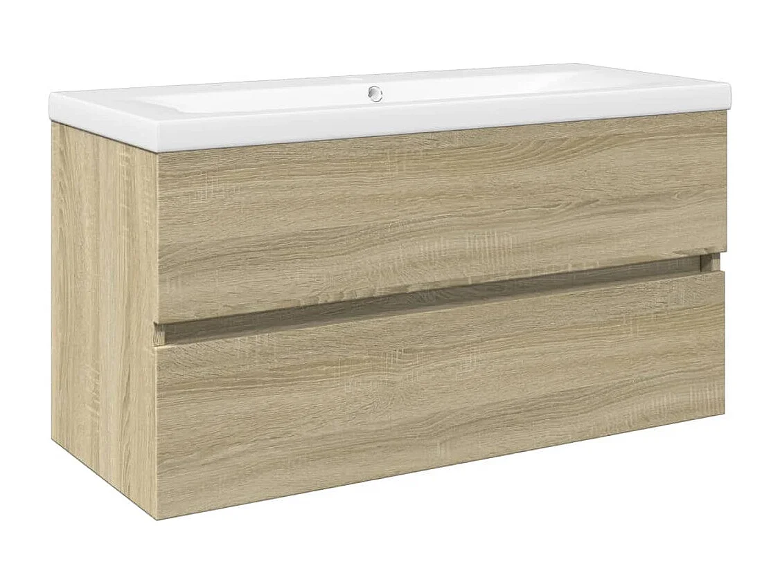 Juego de muebles de baño de madera de ingeniería y cerámica de 2 piezas