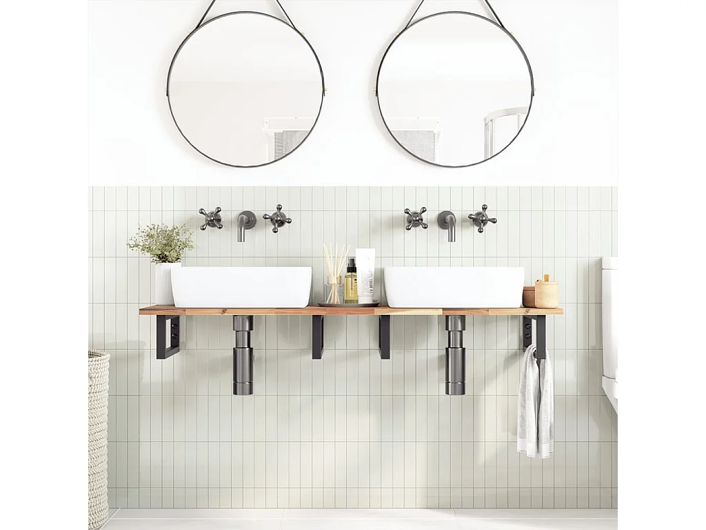 Piano da Bagno Non Trattato 160x40x2cm Legno Massello di Acacia