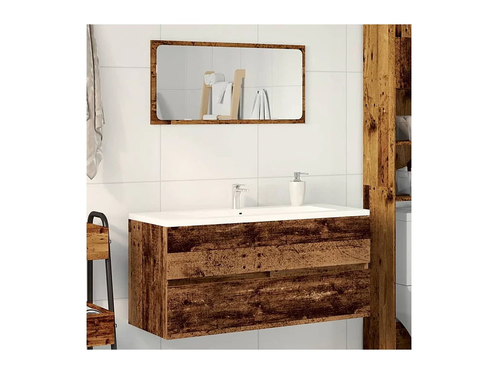 Armoire lavabo vieux bois 100x38,5x45 cm bois d'ingénierie