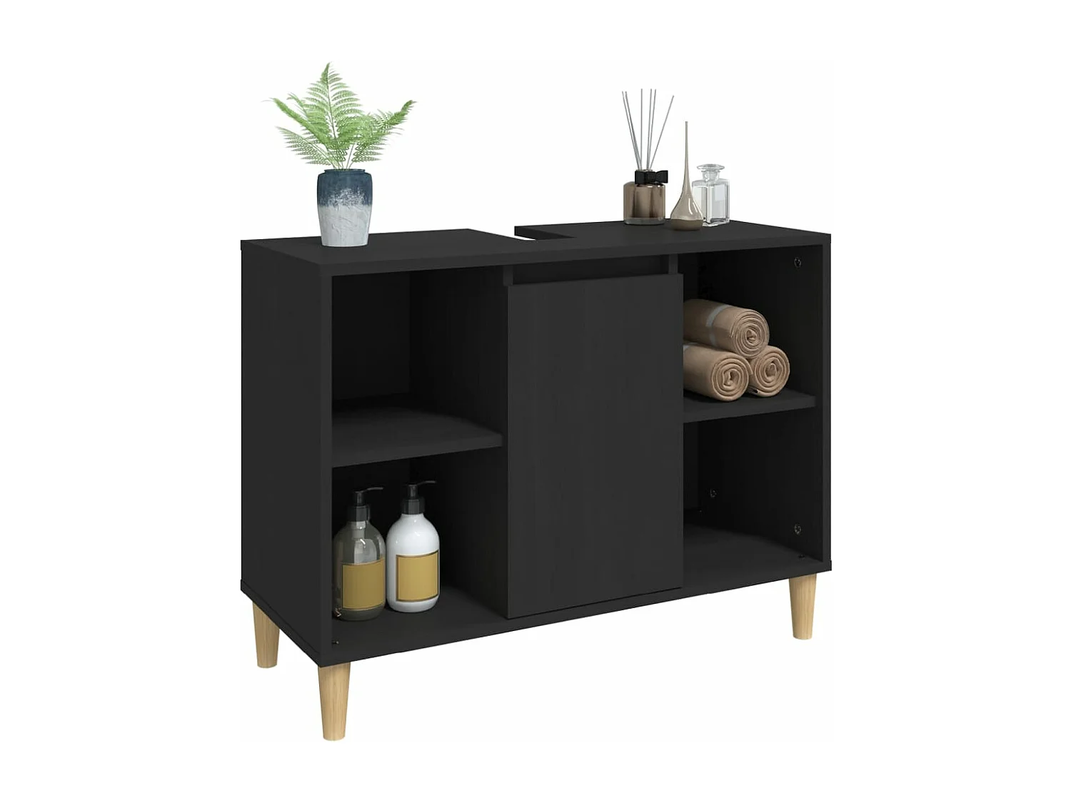 Meuble d'évier noir 80x33x60 cm bois d'ingénierie