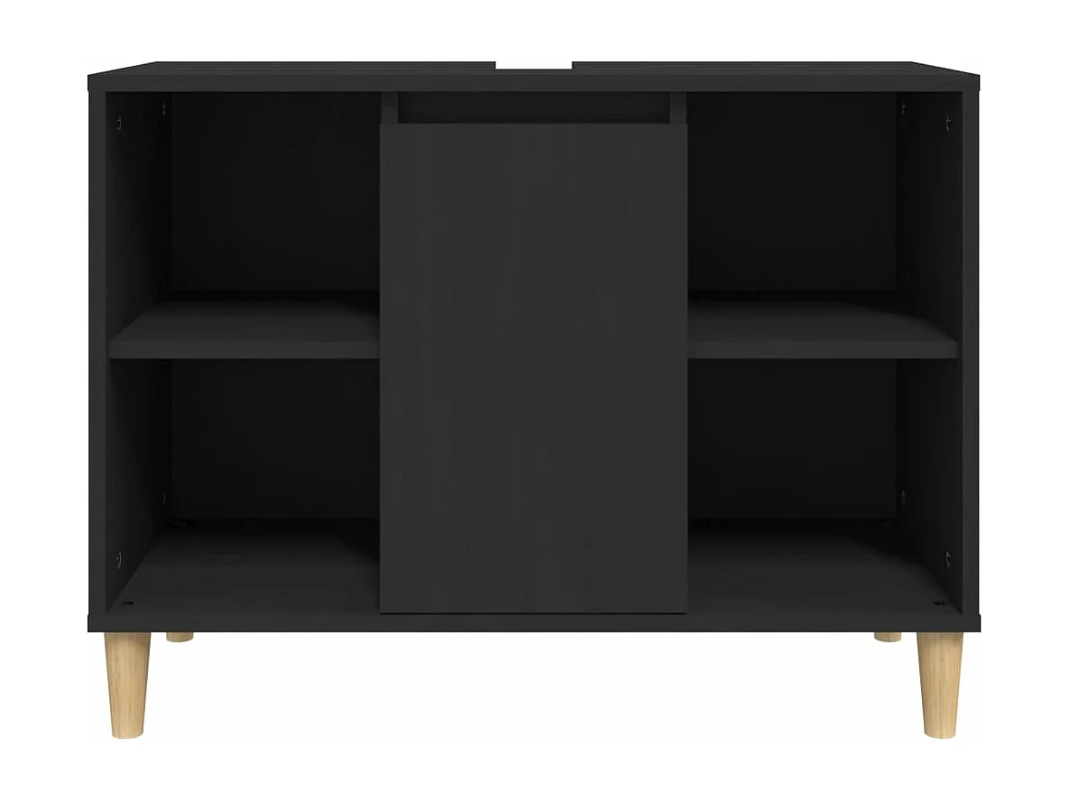 Meuble d'évier noir 80x33x60 cm bois d'ingénierie