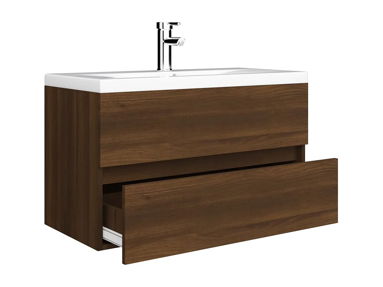Mueble de baño con lavabo madera contrachapada marrón roble
