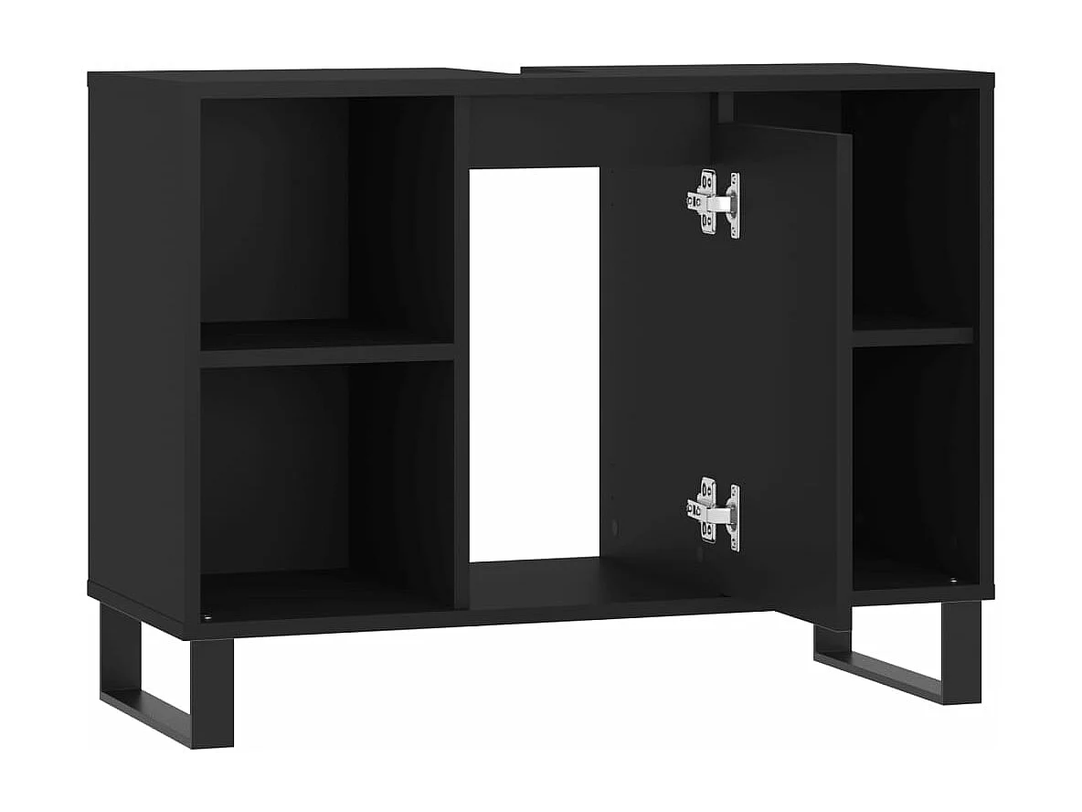 Armoire de salle de bain noir 80x33x60 cm bois d'ingénierie