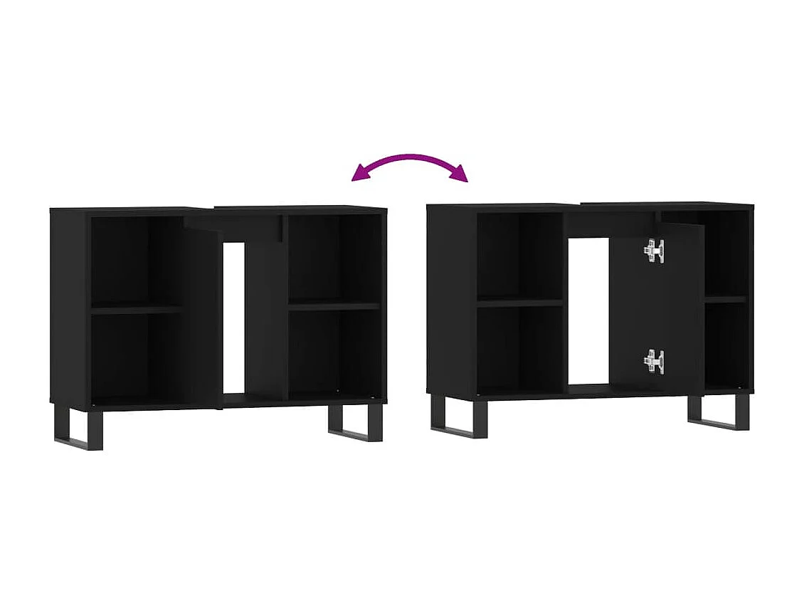 Armoire de salle de bain noir 80x33x60 cm bois d'ingénierie