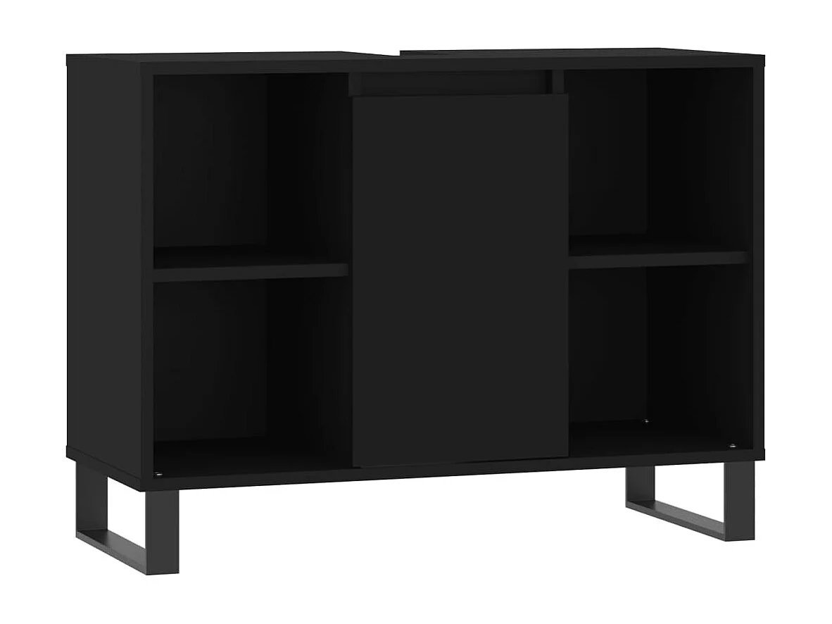 Armoire de salle de bain noir 80x33x60 cm bois d'ingénierie