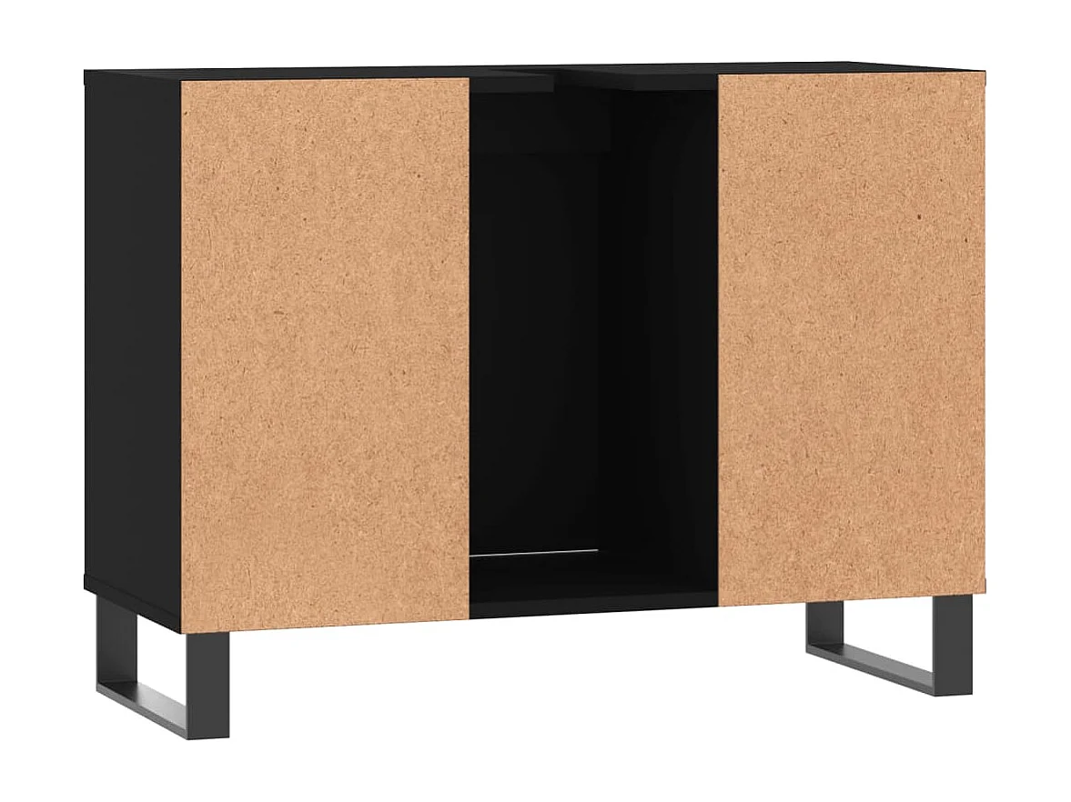 Armoire de salle de bain noir 80x33x60 cm bois d'ingénierie