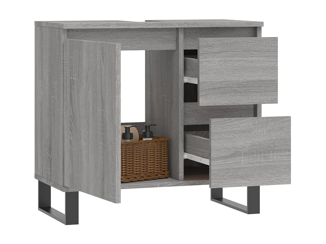 Armadietto Bagno Grigio Sonoma 65x33x60 cm in Legno Multistrato