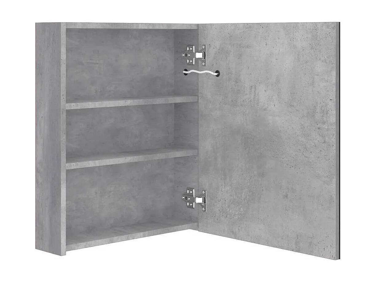 Armoire de salle de bain à miroir LED Gris béton 50x14x60 cm