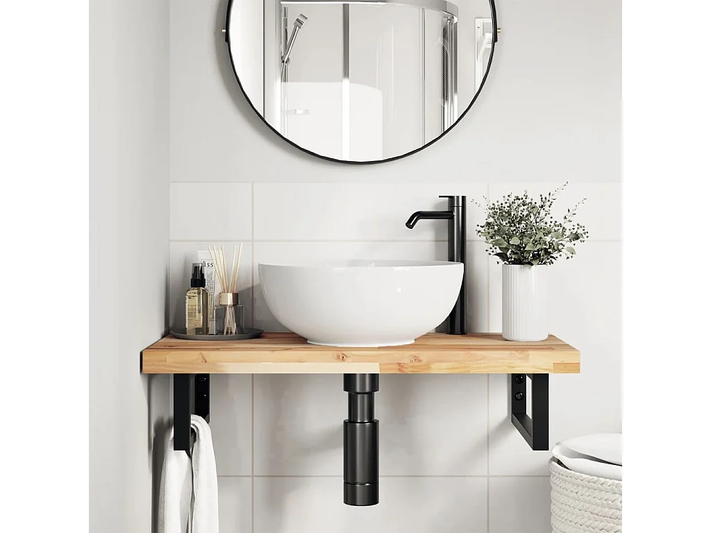 Piano da Bagno Non Trattato 100x40x4cm Legno Massello di Acacia