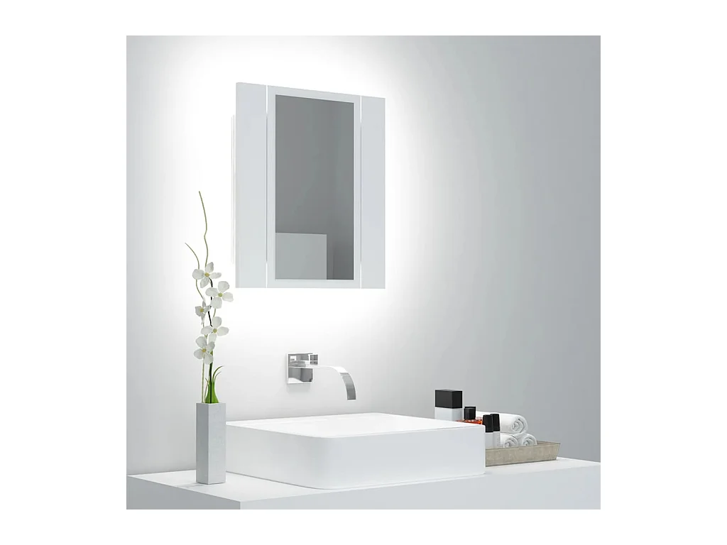 Armoire salle de bain à miroir LED Blanc 40x12x45 cm Acrylique