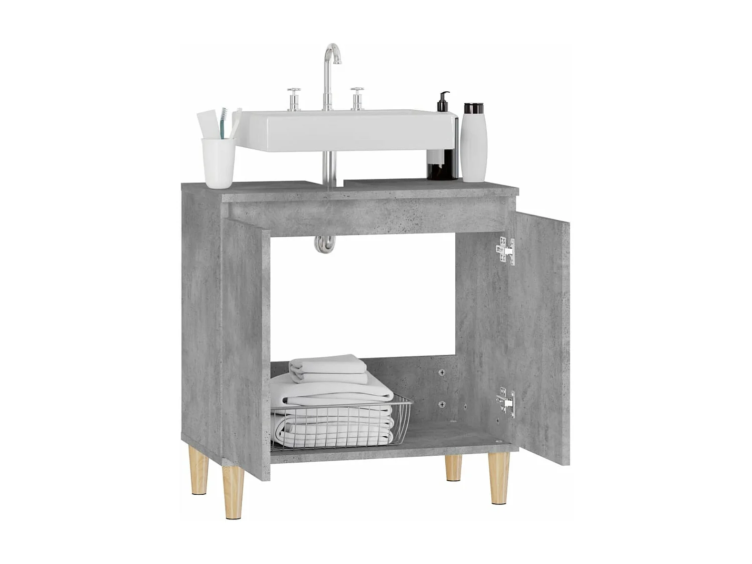 Meuble d'évier gris béton 58x33x60 cm bois d'ingénierie