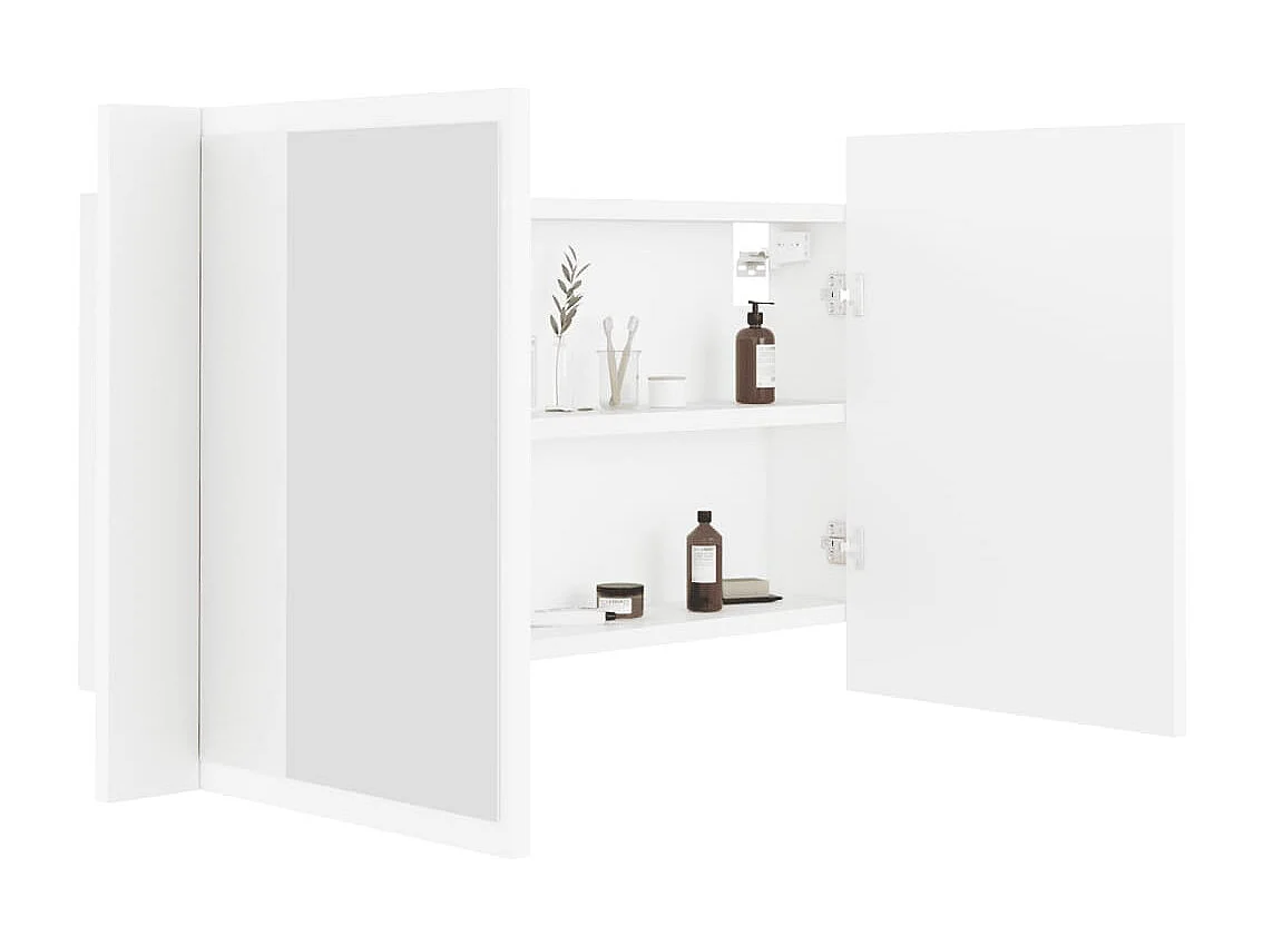 Armadietto a Specchio con Luci LED Bianco 80x12x45 in Acrilico