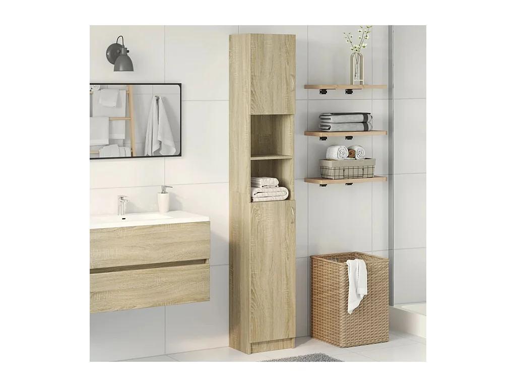Armoire de salle de bain Chêne sonoma 32x25,5x190 cm Aggloméré
