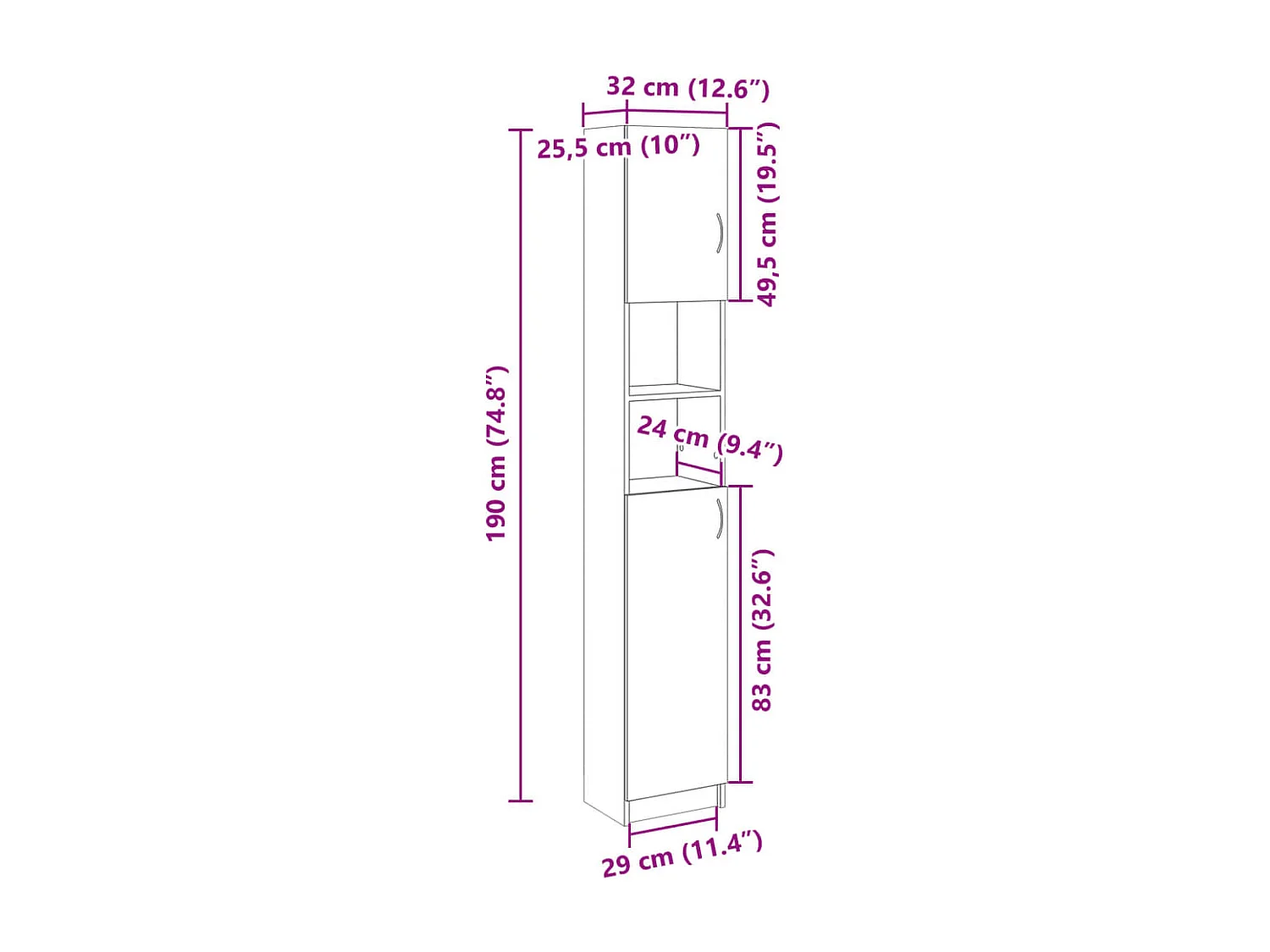 Armoire de salle de bain Chêne sonoma 32x25,5x190 cm Aggloméré
