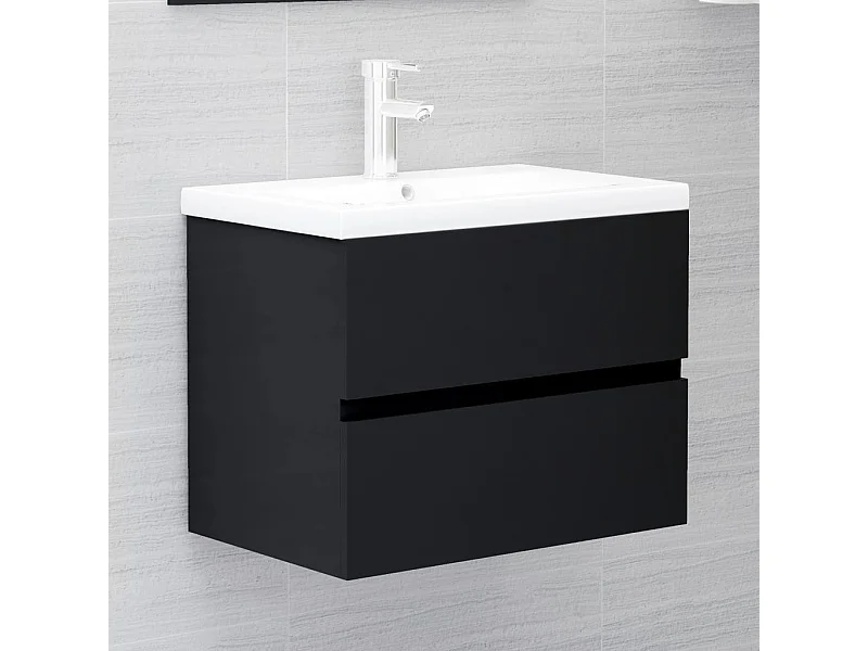 Mueble con lavabo madera de ingeniería negro