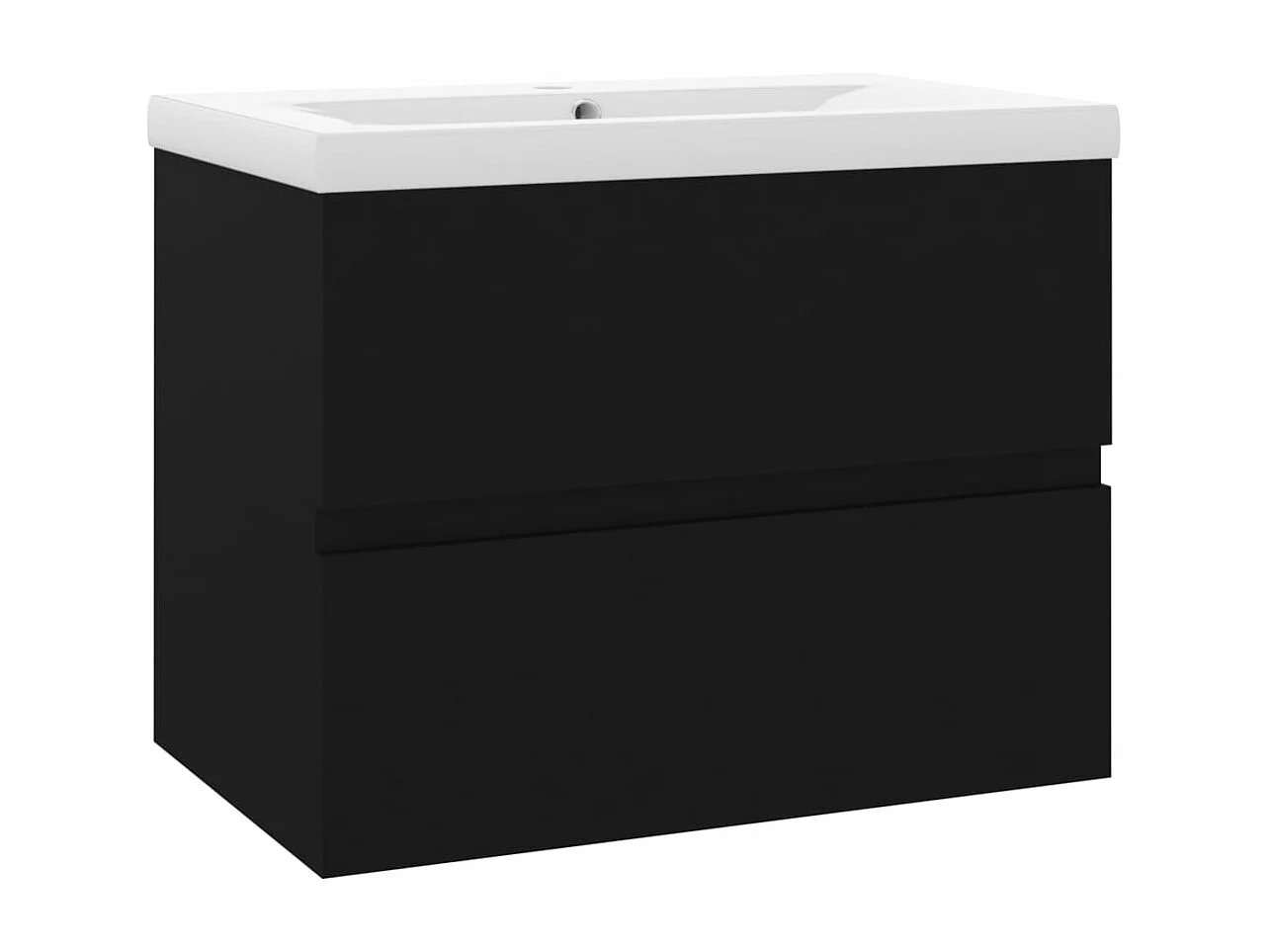 Mobile con Lavabo Integrato Nero in Legno Multistrato