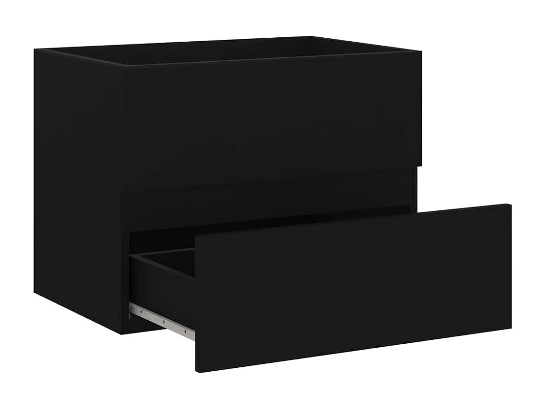 Mobile con Lavabo Integrato Nero in Legno Multistrato