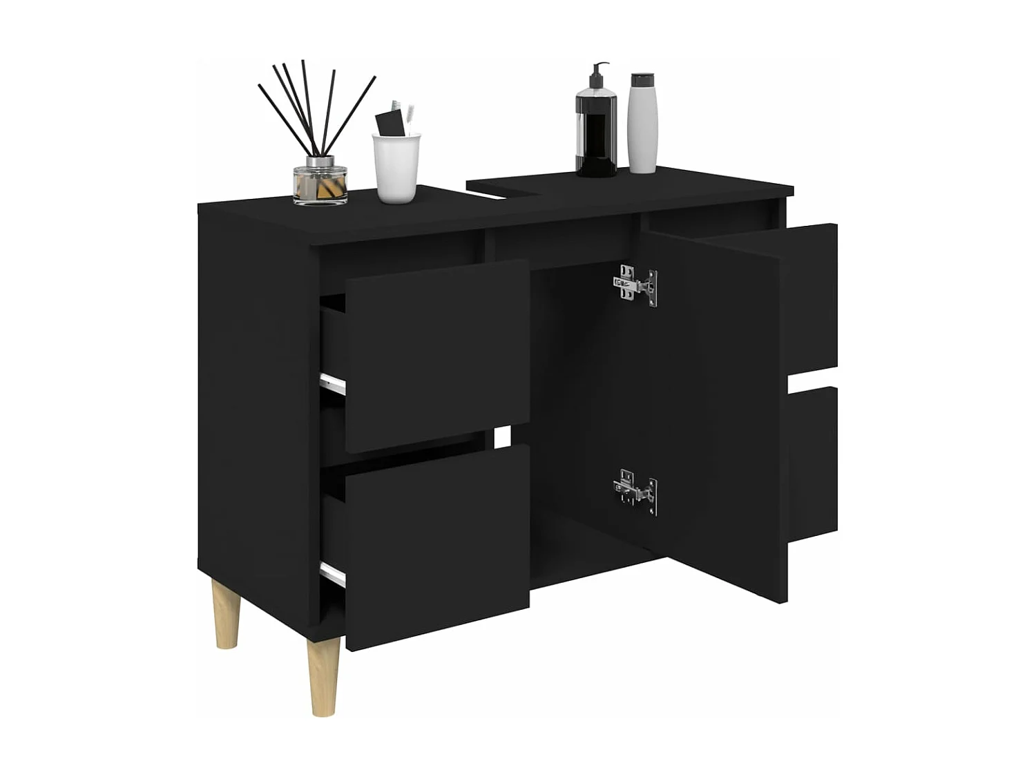 Meuble d'évier noir 80x33x60 cm bois d'ingénierie