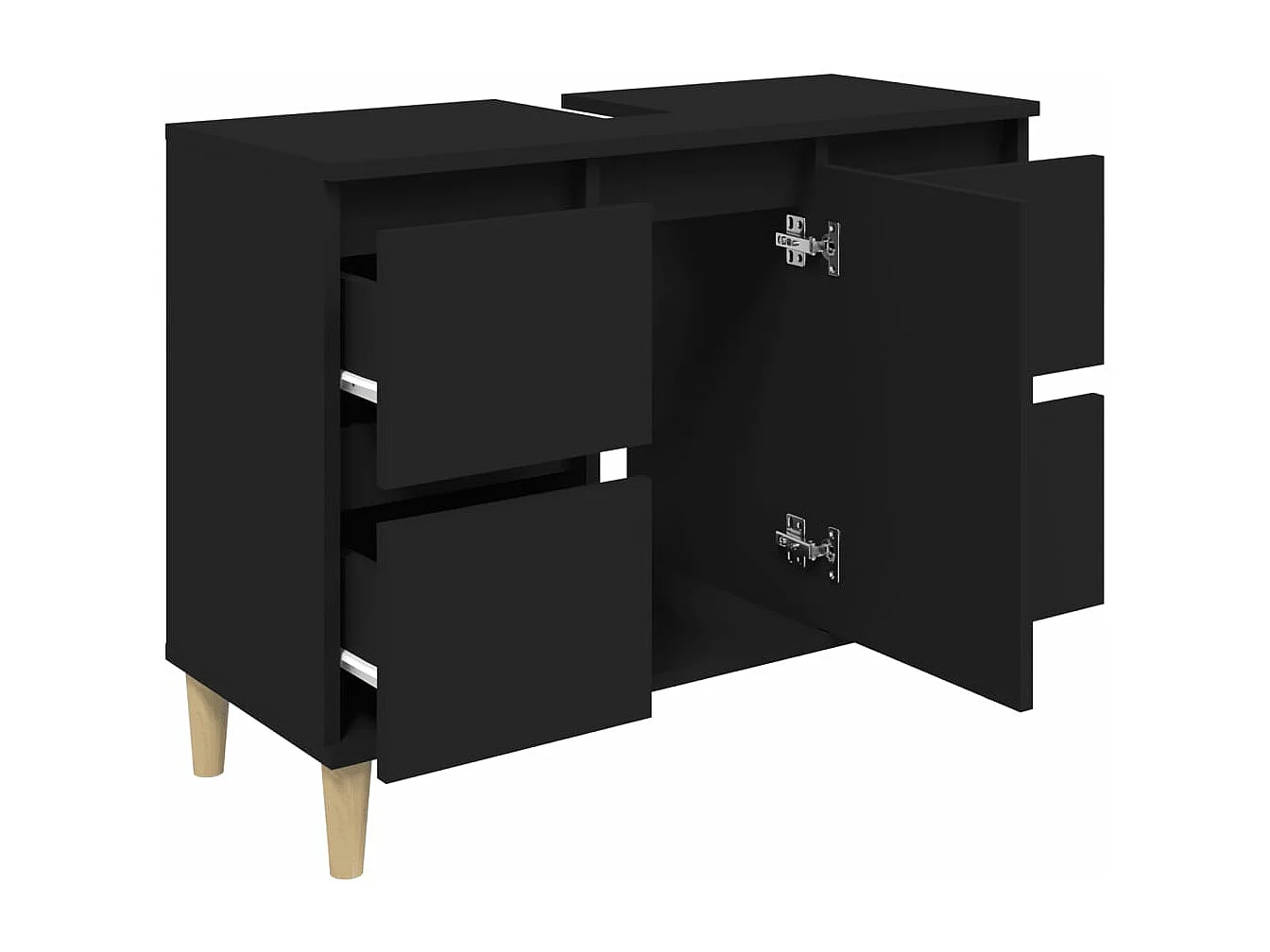 Meuble d'évier noir 80x33x60 cm bois d'ingénierie