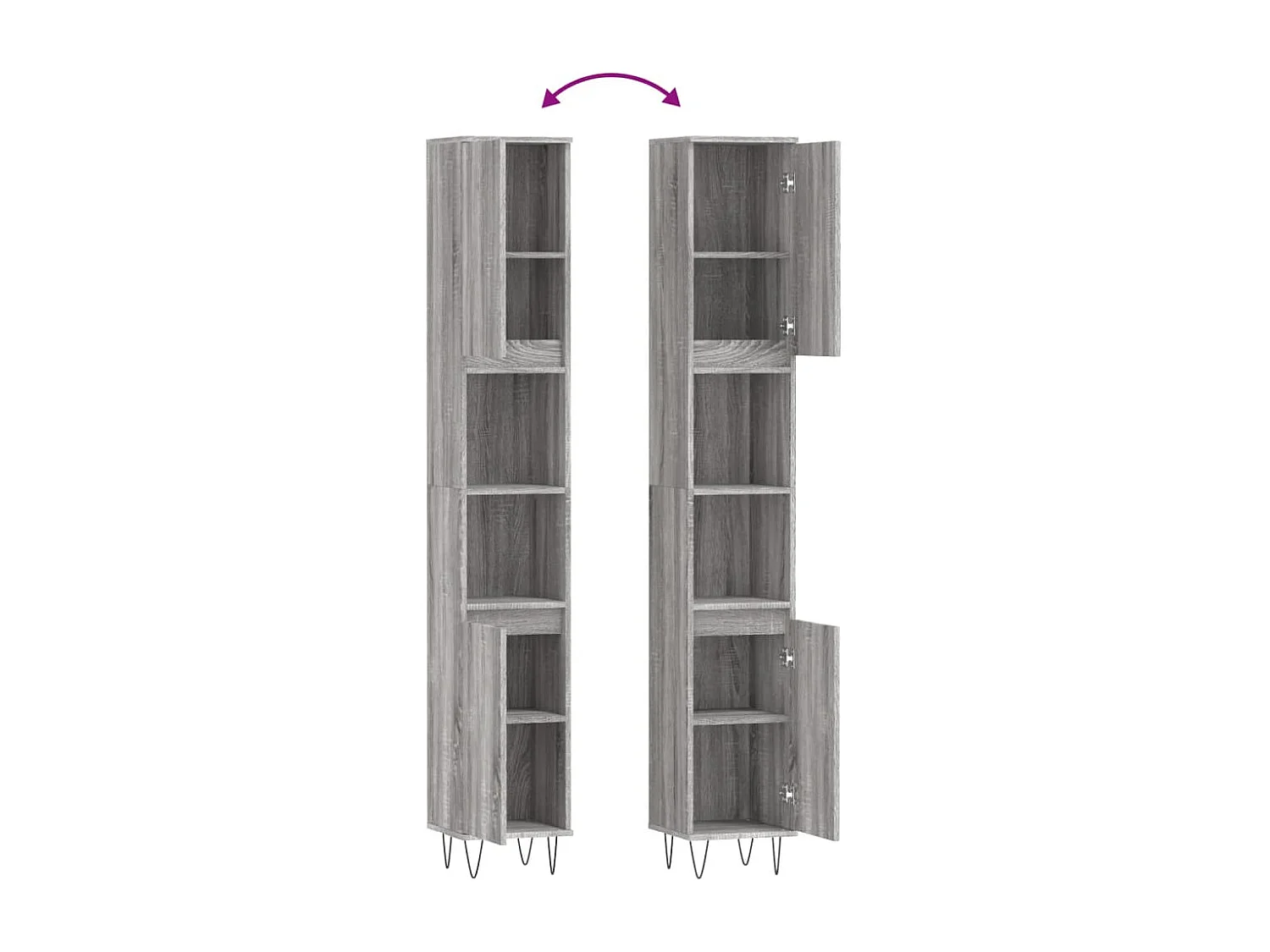 Armario de baño madera contrachapada gris Sonoma 30x30x190 cm