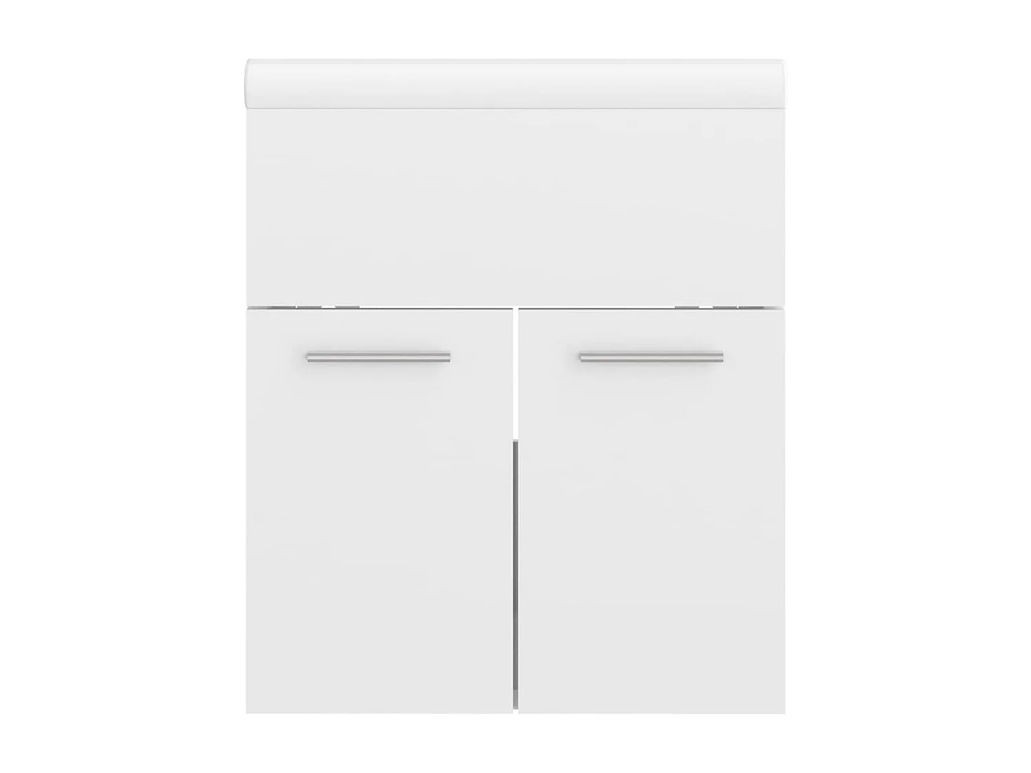 Armoire d'évier avec lavabo intégré Blanc brillant Aggloméré