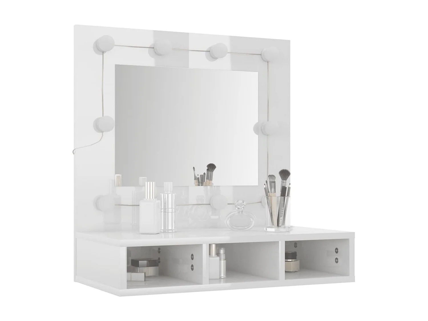 Armoire à miroir avec LED Blanc brillant 60x31,5x62 cm