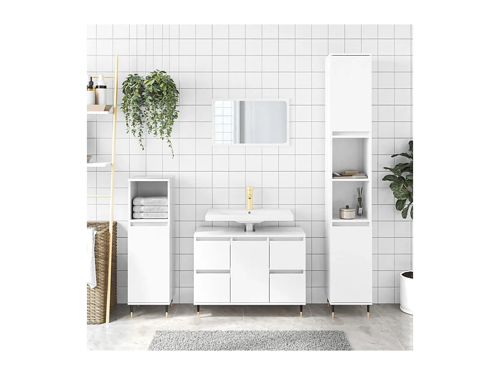 Armoire de salle de bain blanc brillant 80x33x60 cm