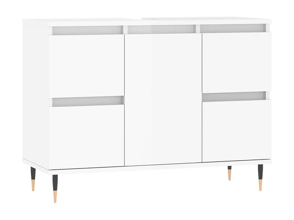 Armadietto Bagno Bianco Lucido 80x33x60cm in Legno Multistrato