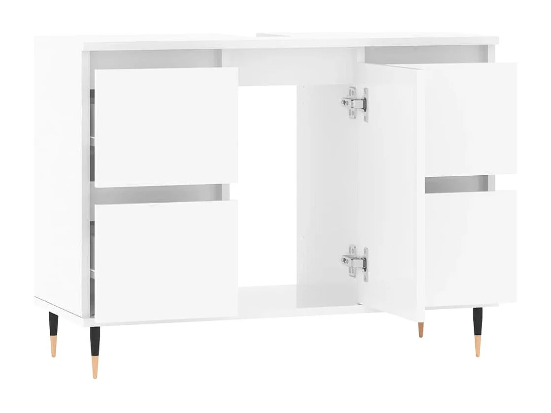 Armadietto Bagno Bianco Lucido 80x33x60cm in Legno Multistrato