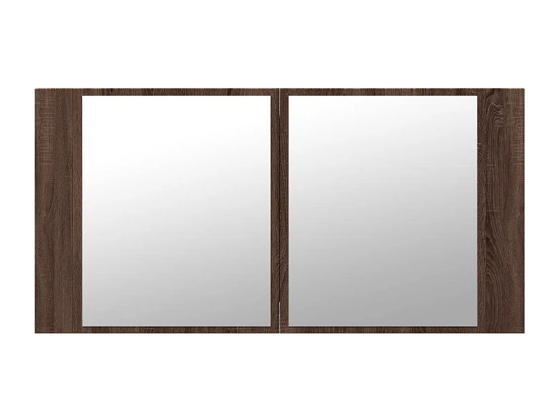 LED-Spiegelschrank Braun Eichen-Optik 90x12x45 cm Acryl