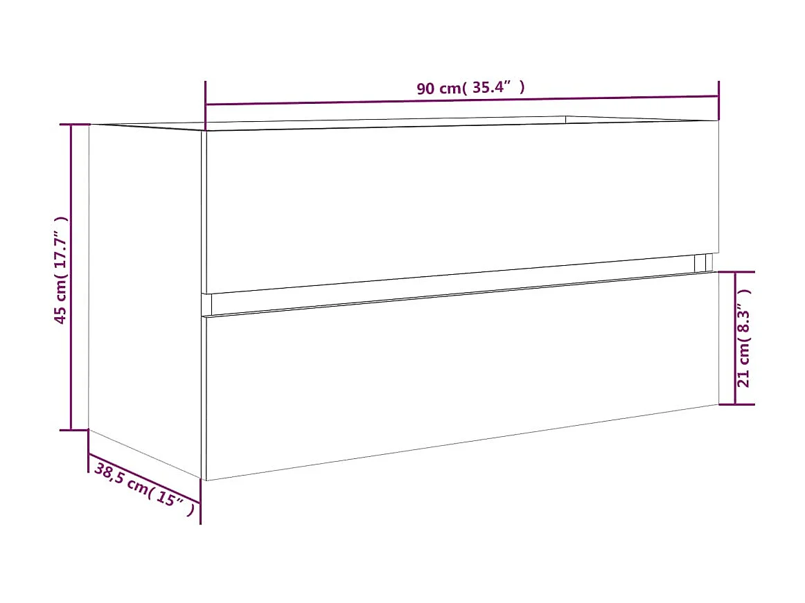 Waschbeckenschrank in Sonoma-Grau, 90 x 38,5 x 45 cm, Holzwerkstoff