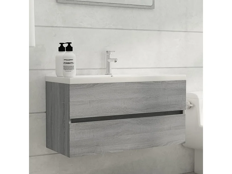 Armoire d'évier Sonoma gris 90x38,5x45 cm Bois d'ingénierie