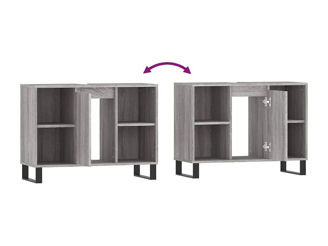 Armoire salle de bain sonoma gris 80x33x60 cm bois d'ingénierie