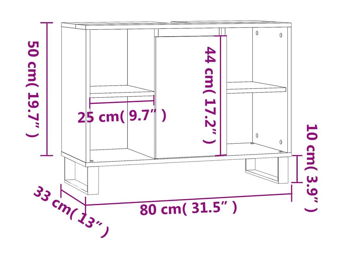 Armoire salle de bain sonoma gris 80x33x60 cm bois d'ingénierie