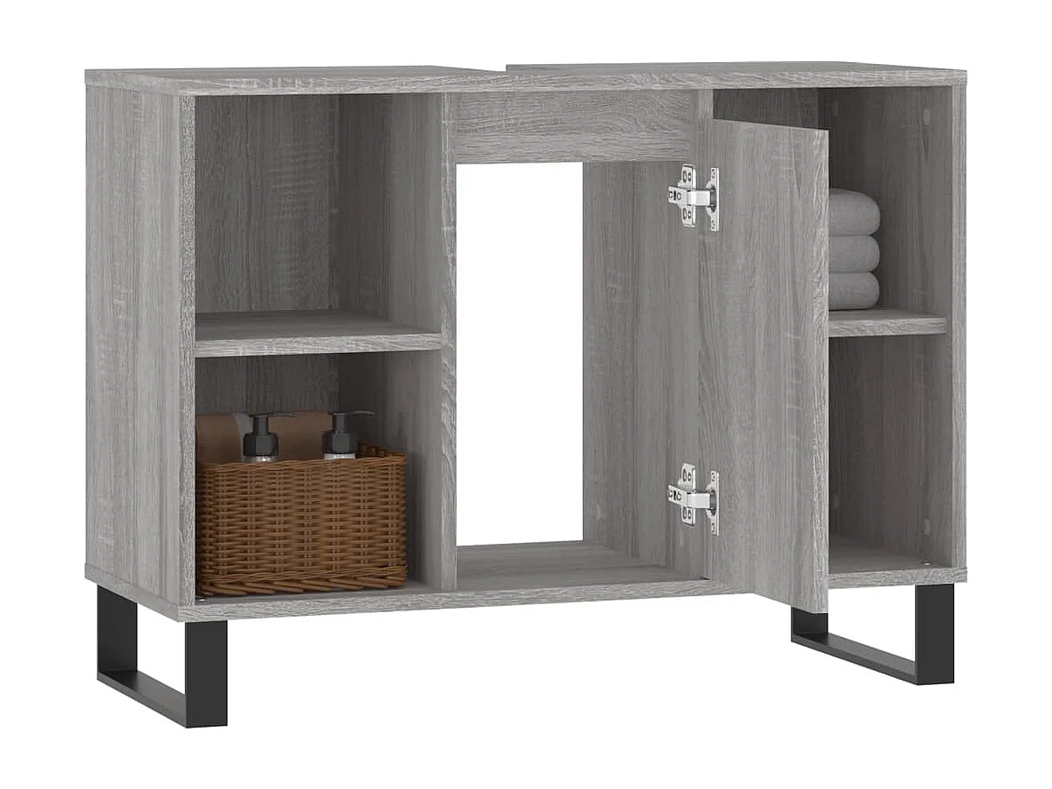 Armoire salle de bain sonoma gris 80x33x60 cm bois d'ingénierie