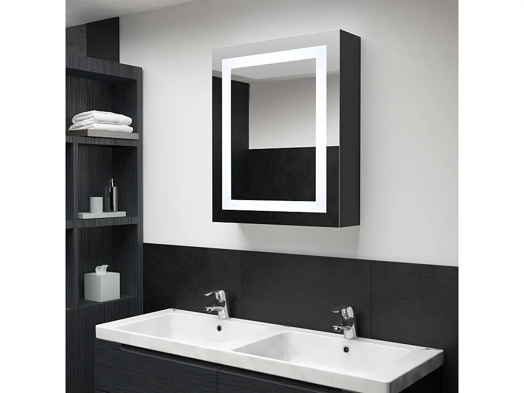 Armadietto Bagno con Specchio e LED 50x13x70 cm