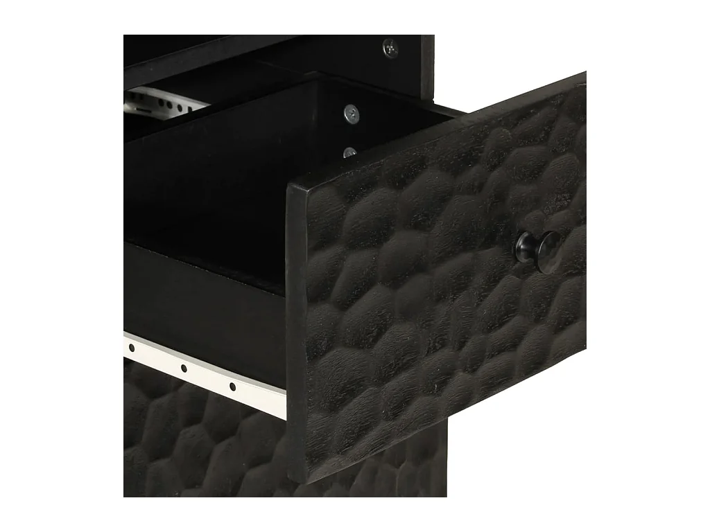 Badschrank Schwarz 38x33x160 cm Massivholz Mango