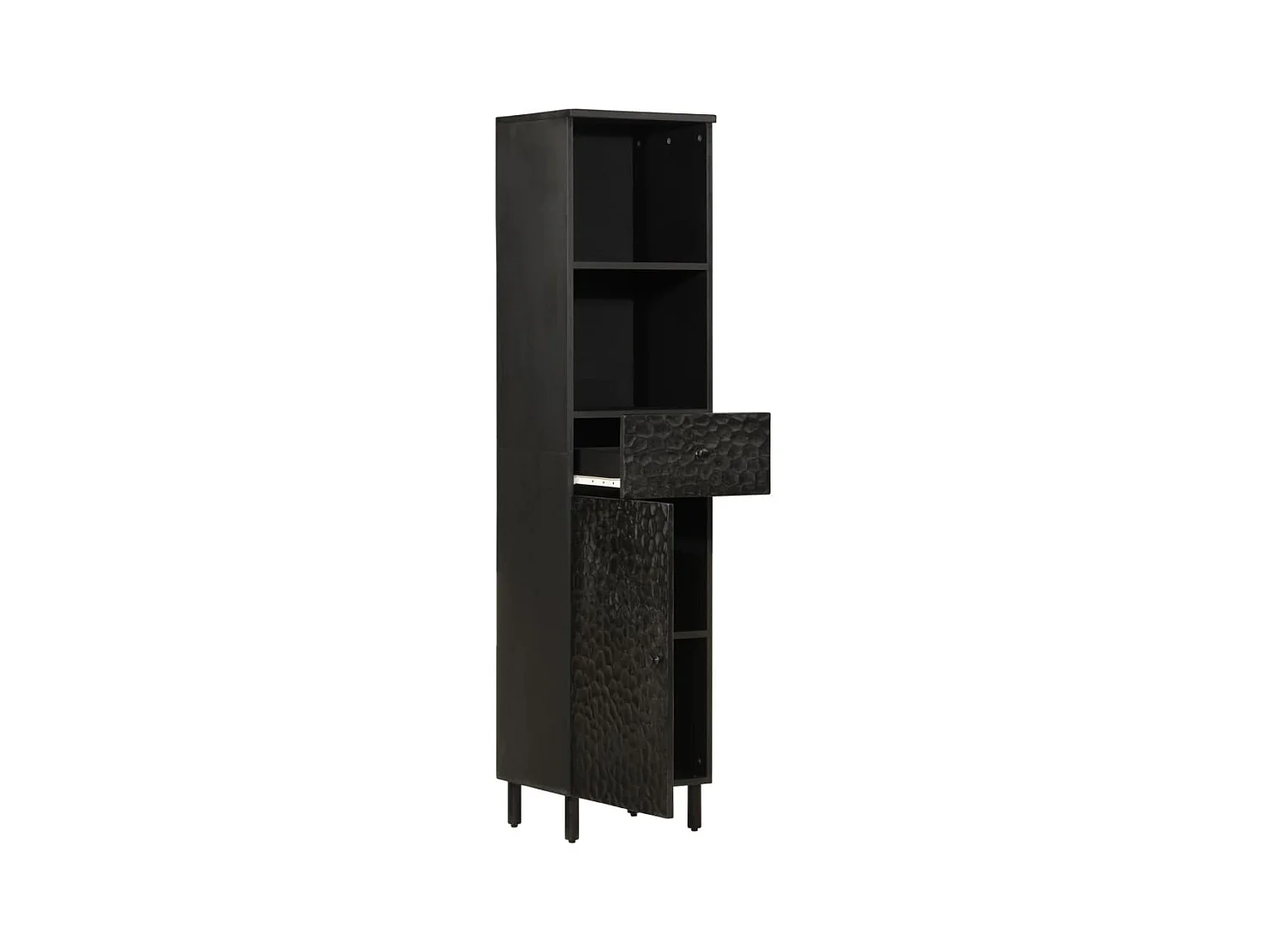 Badschrank Schwarz 38x33x160 cm Massivholz Mango