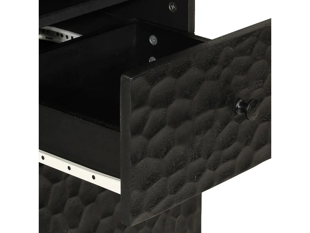 Badschrank Schwarz 38x33x160 cm Massivholz Mango