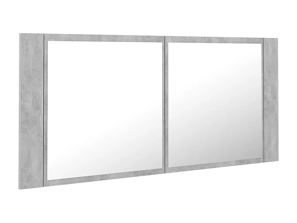 Armoire de salle de bain à miroir LED Gris béton Acrylique