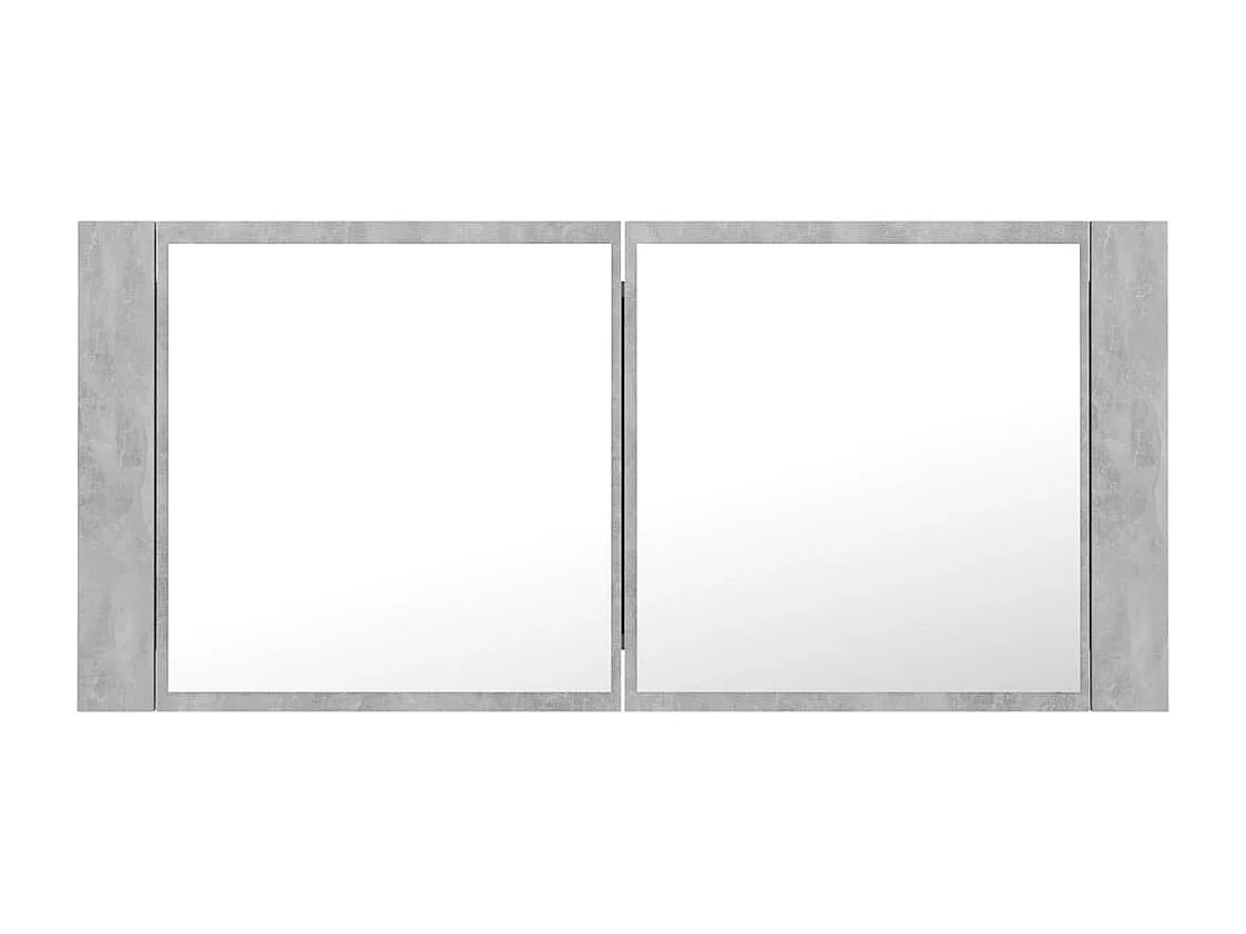Armoire de salle de bain à miroir LED Gris béton Acrylique