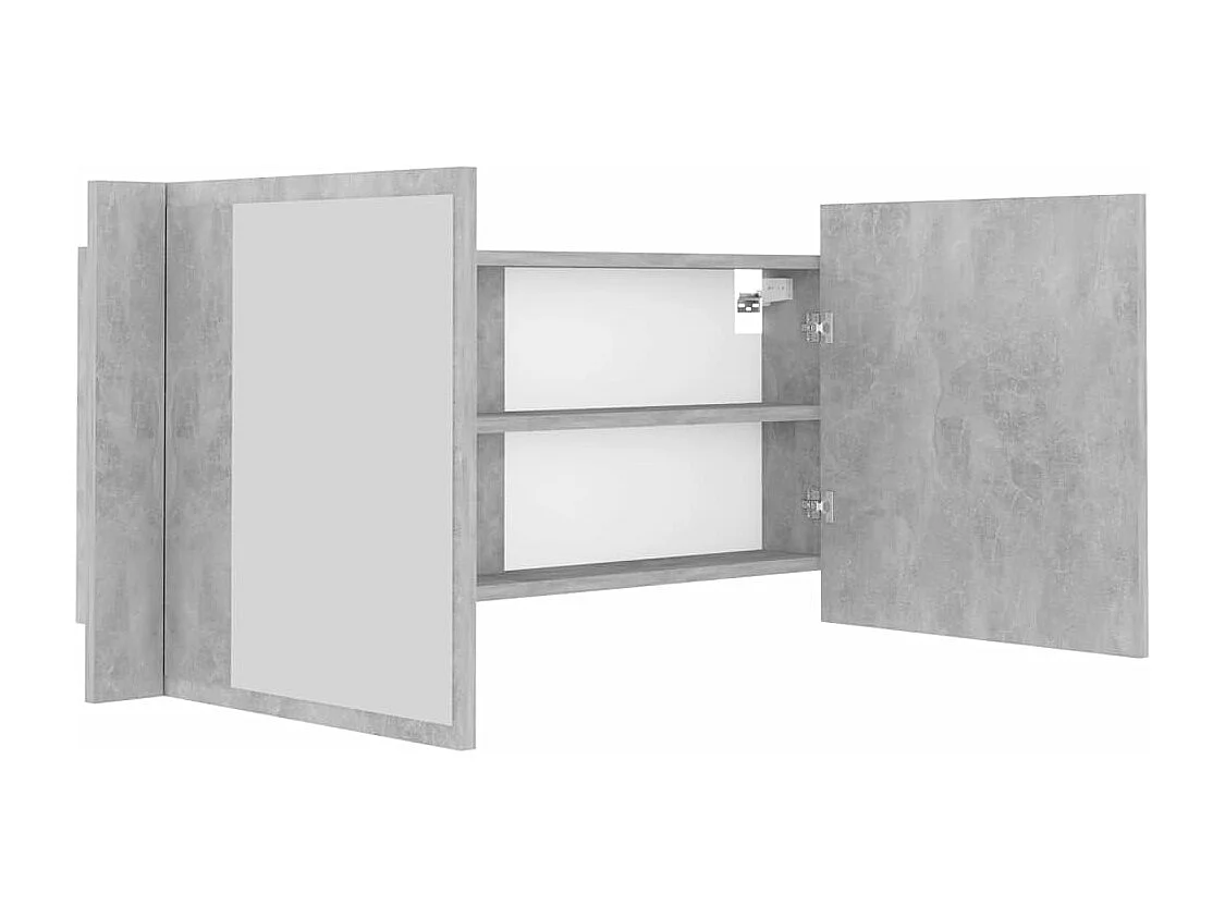 Armoire de salle de bain à miroir LED Gris béton Acrylique