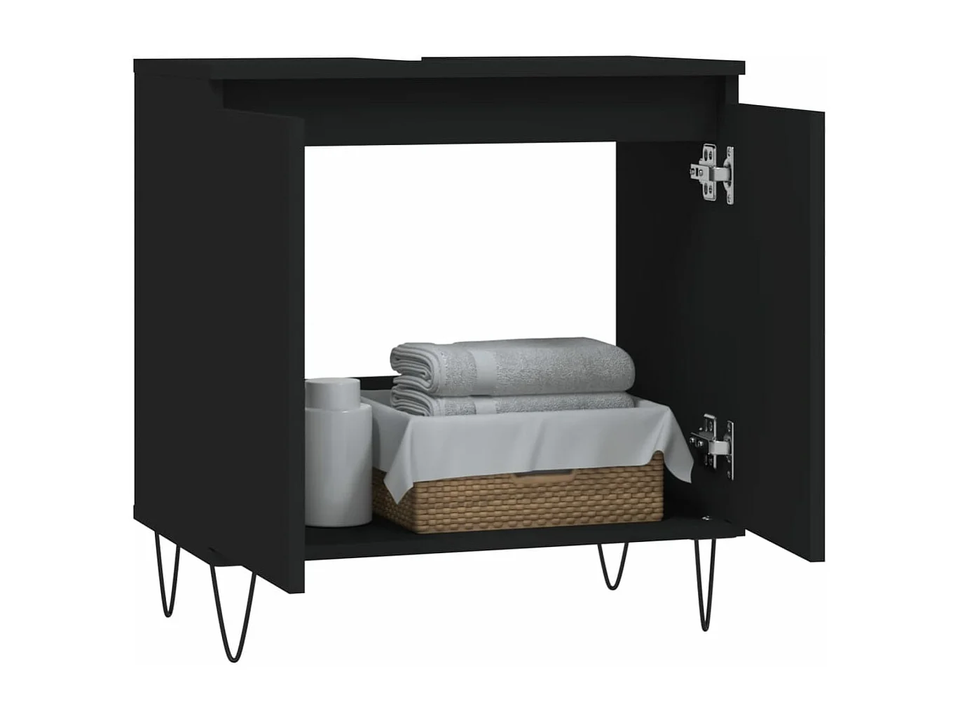 Armoire de salle de bain noir 58x33x60 cm bois d'ingénierie