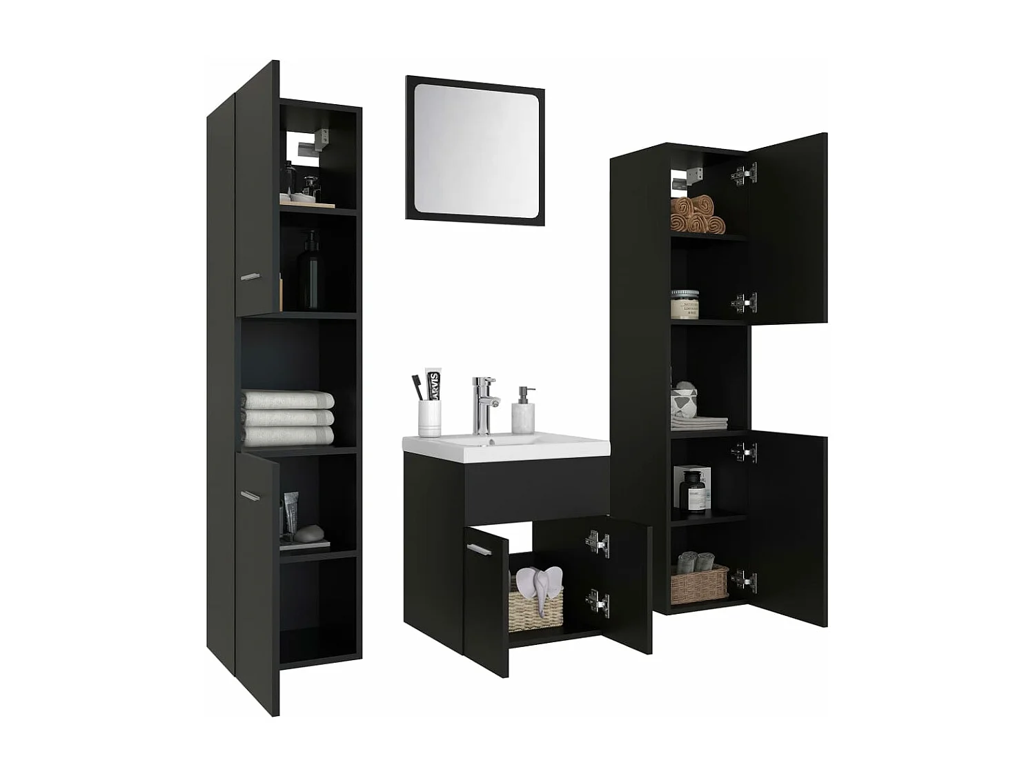 Conjunto de muebles de baño aglomerado negro