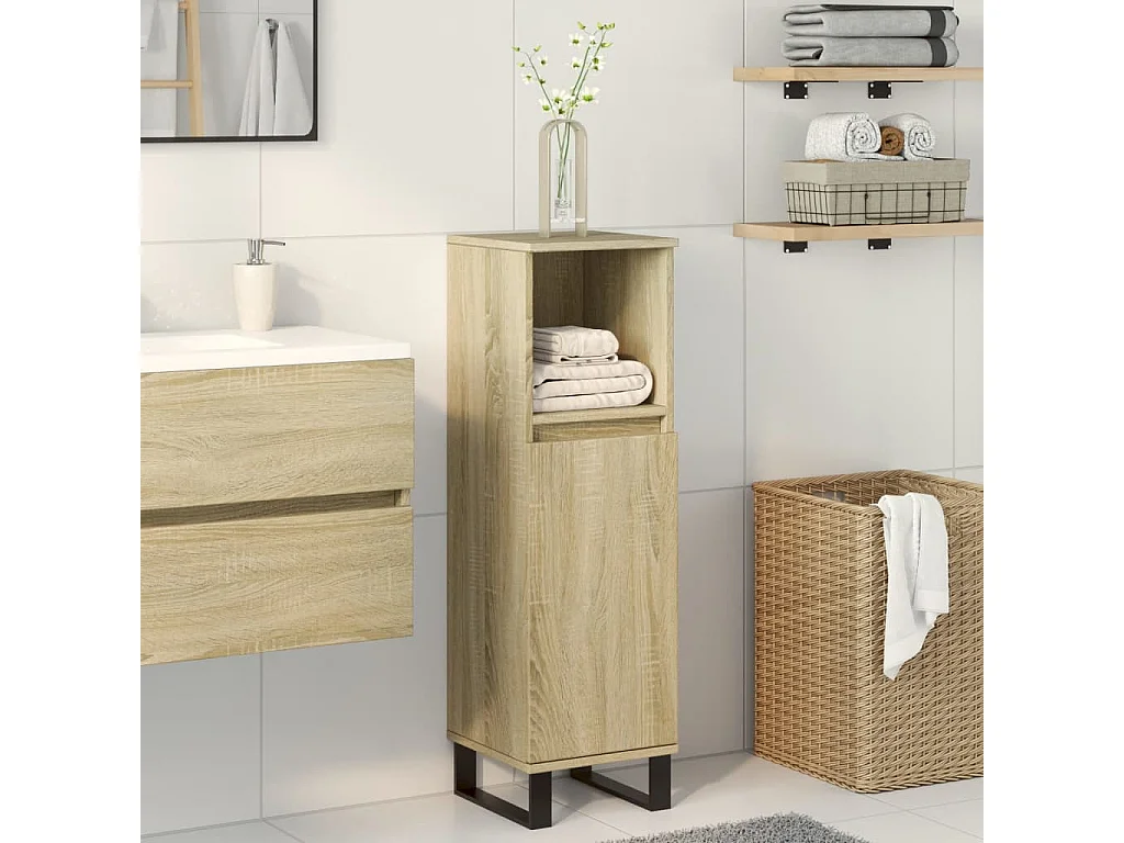 Armoire salle de bain chêne sonoma 30x30x100 cm