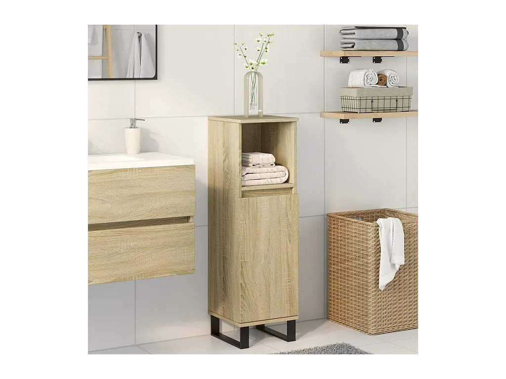 Badschrank Sonoma-Eiche 30x30x100 cm Holzwerkstoff