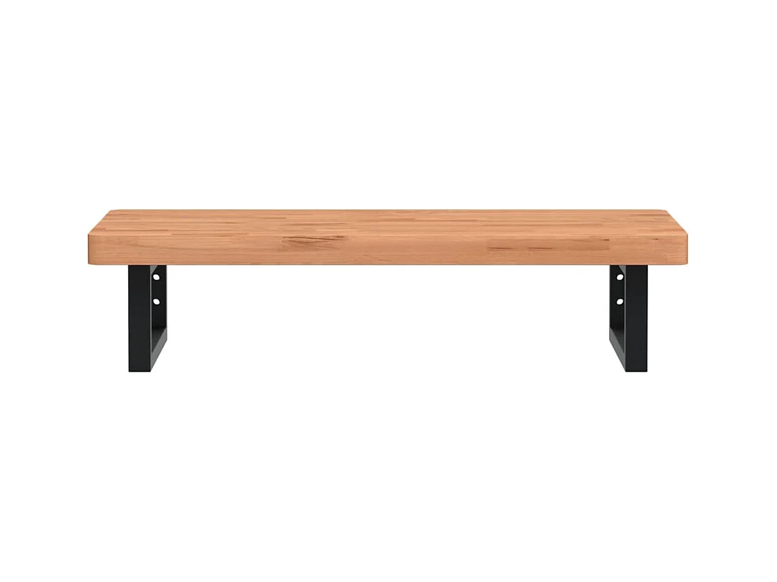 Ripiano a Parete per Lavabo in Acciaio e Massello di Faggio