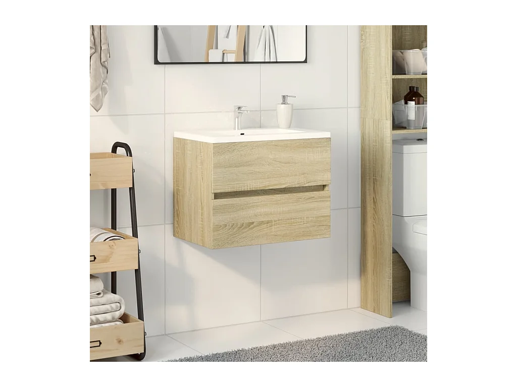Waschbeckenunterschrank Sonoma-Eiche 60x38,5x45 cm Spanplatte