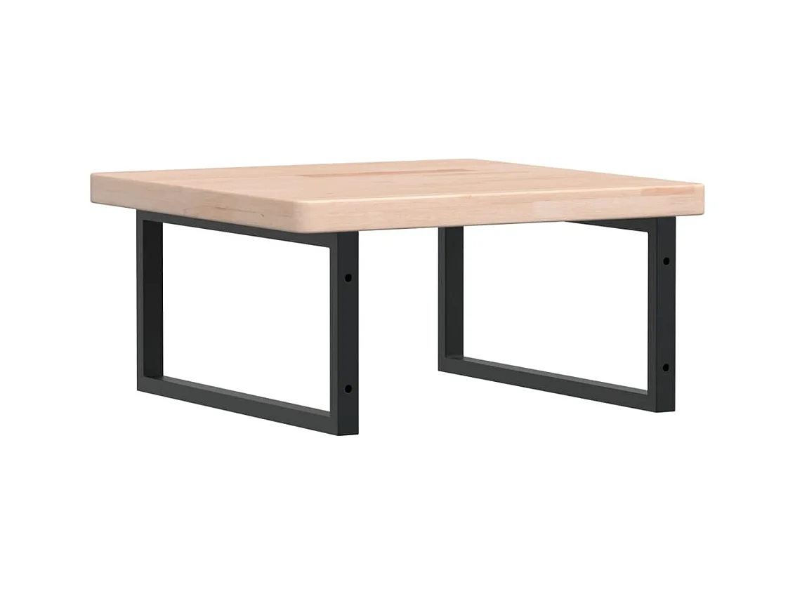 Ripiano a Parete per Lavabo in Acciaio e Massello di Rovere