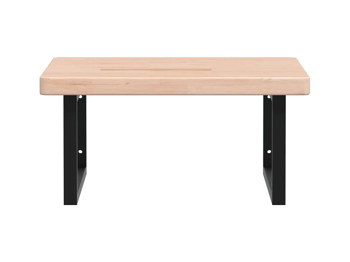 Ripiano a Parete per Lavabo in Acciaio e Massello di Rovere